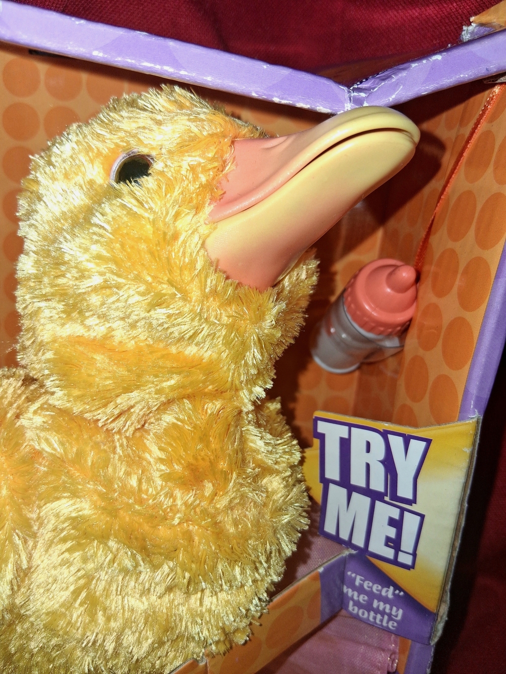 Cuddly Yellow Duck Plush with Feeding Bottle - Interactive Kids Toy ,